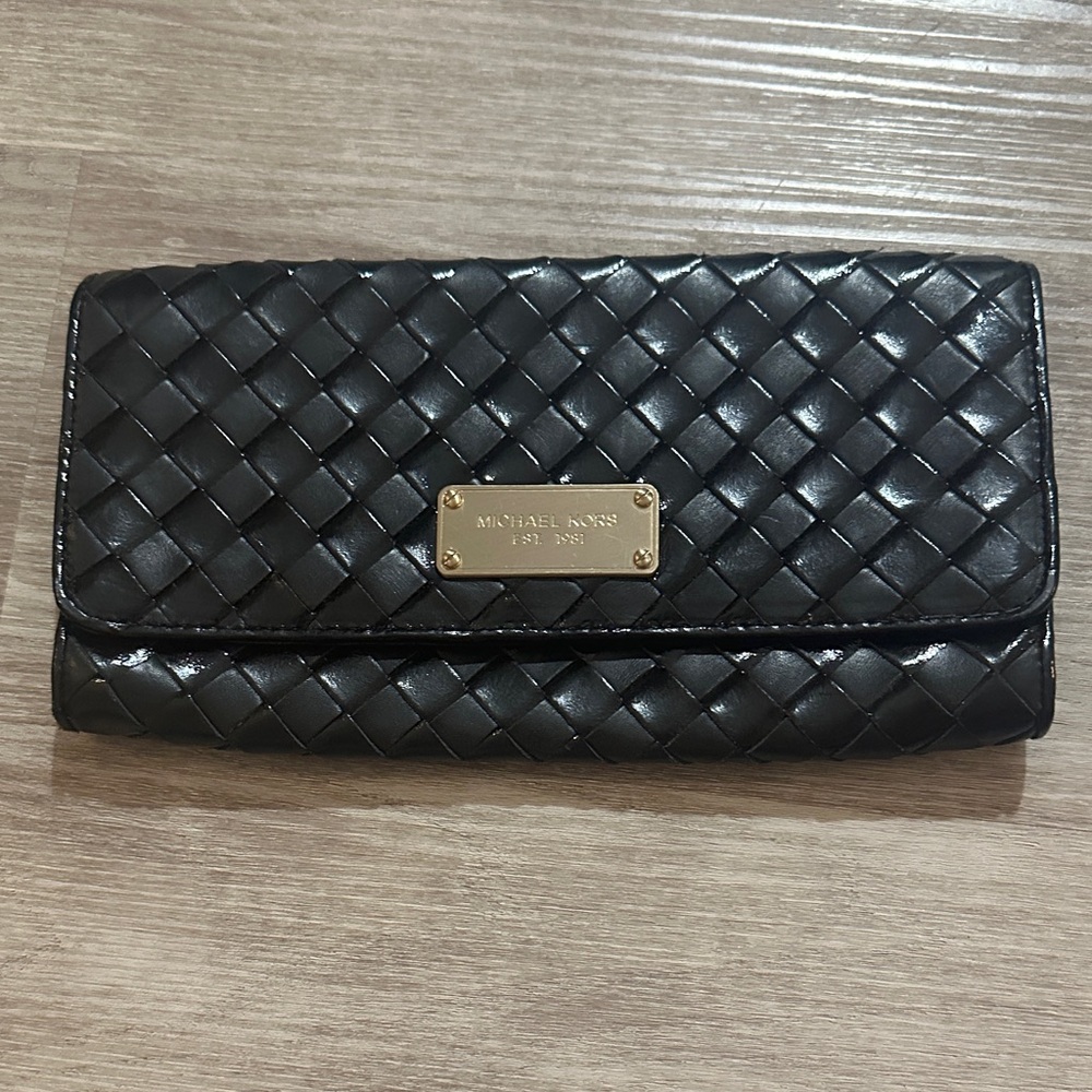 Michael Kors Black Woven Clutch